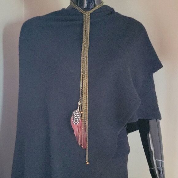 Lariat Necklace Bronze Tone Chain With Beads And Feathers NWOT Fashion Jewery - Picture 4 of 6